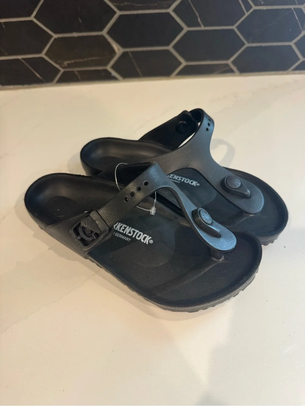 Birkenstock Kids Black EVA Gizeh Style Thong Sandals